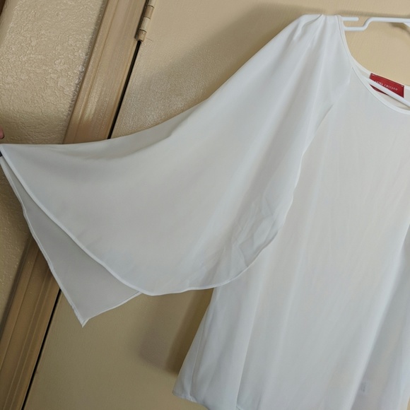 Akira Cover Me Up White Chiffon Blouse - M - Picture 2 of 4